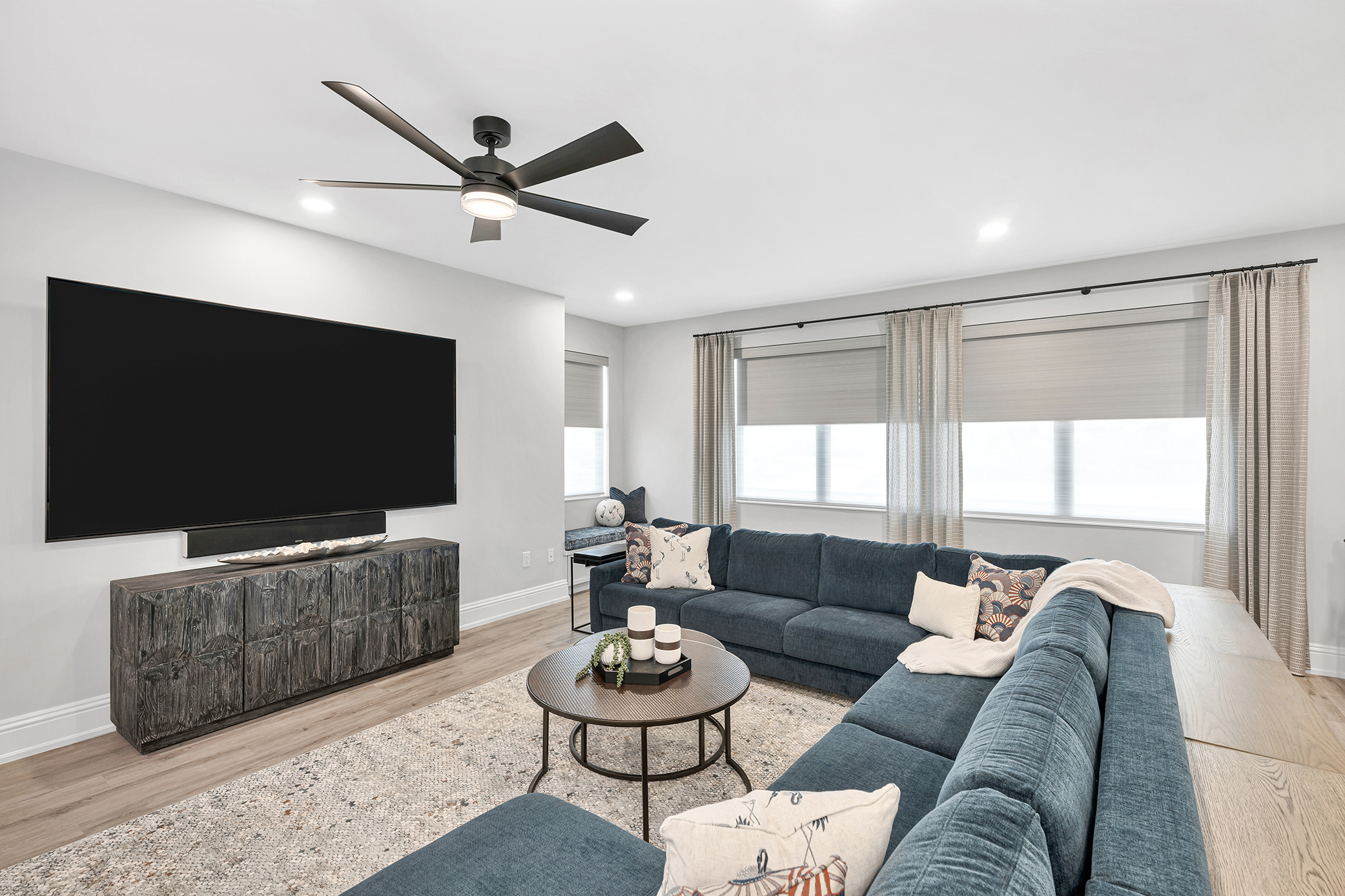 Media room in Greater Sacramento interior design.